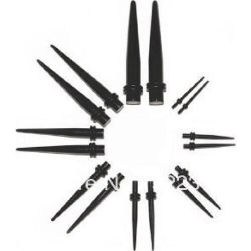 1800 black ear taper Acrylic Tapers/Double O-Rings Plugs Ear Gauges Stretching Kit Pick body piercing jewelry