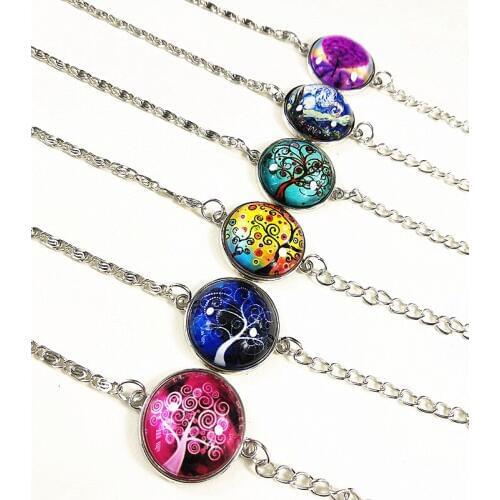 24pcs (12 styles )New design Tree of life Glass bracelets warm color, cold color hand chain for women girls jewelry wholesale