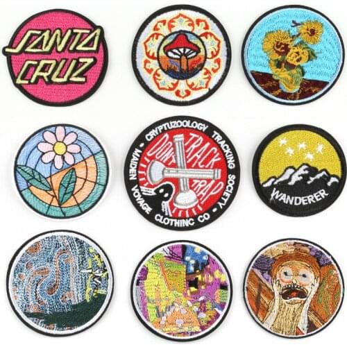 50pcs/Lot Embroidery Patches Letters Clothing Decoration Accessoriesweird Stuff Round Diy Iron Heat Transfer Applique