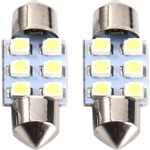 Car Double Pointed Roof Lamp 31mm 6smd-1210 12V Refitted Compartment Lamp Reading Lamp License Plate Lamp Car Accessories
