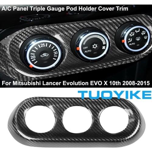 Car Style Carbon Fiber Console AC Air Conditioner Panel Triple Gauge Pod Holder Trim Cover For Mitsubishi Lancer EVO 10 X 08--15