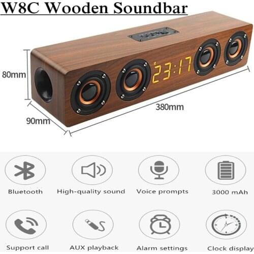 Bluetooth Speaker 4 Speakers TV Speaker Soundbar Woofer Speaker column Subwoofer with LED clock display FM radio acoustic system