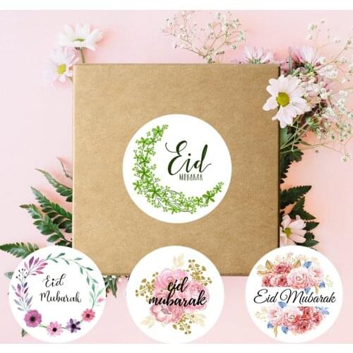 Eid al-Fitr Lables EID Mubarak Paper Sticker Floral Decorations Gift Lable Seal Sticker Islamic Muslim Decoration Supplies