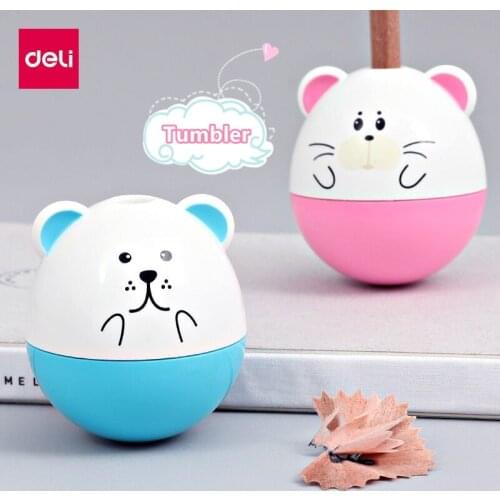Deli Tumbler Pencil Sharpener Animal Bear Mouse Shape Cartoon Cutter Knife Kawaii Gift Stationery School supplies