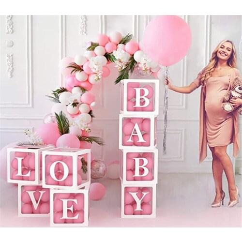 Baby 1St Birthday Decorations First Birthday Wedding Balloon Boxes A-Z Letter Baby Shower Boy Girl 1 Year Old Birthday Backdrop