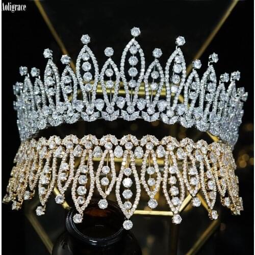 New Full Cubic Zirconia Tiaras for Wedding CZ Princess Queen Bridal Crowns Sweet 16 Party Pageant Headpieces Hair Accessories