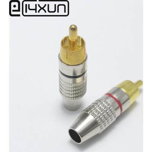 EClyxun 1pcs/lot RCA Connector Hot Selling RCA Male Plug Audio Cable Connector Gold Plated Solder-Free Lotus Plug Wire Connector
