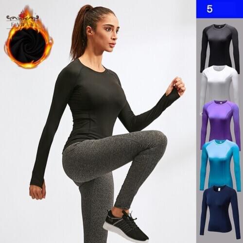Yoga Long Sleeve T-Shirts Plush Warm Fitness Shirts Running Workout Sportswear Tops Tights Elastic Breathable Yoga Tees Tops