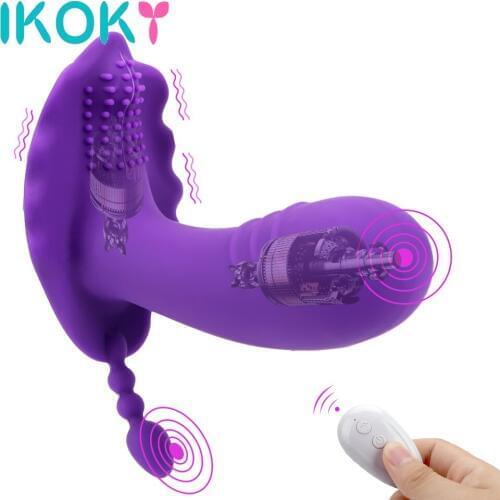 IKOKY 10 Speed G Spot Massage Invisible Wear Panties Dildo Vibrator Remote Control Sex Toys for Women Vagina Clitoris Stimulator