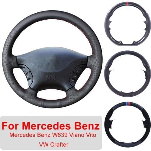 Customized Car Steering Wheel Cover For Mercedes Benz W639 Viano 2006-2011 Vito 2010-2015 VW Crafter 2006-2016 Leather