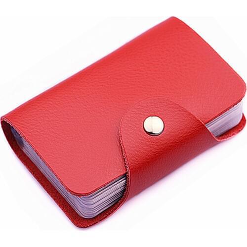 Fashion Unisex Genuine Leather 26 Business Card Holder For Men Bank Credit Card Case ID Wallet For Women Ladies Bag