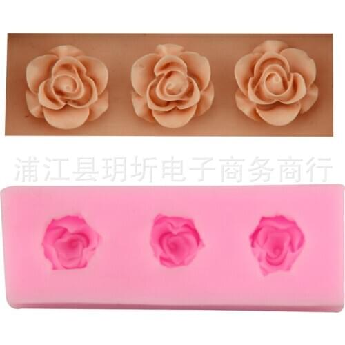 Beautiful rose flower cake mold DIY silicone flip sugar baking tool chocolate plaster drop mold
