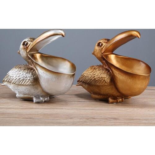 Big Mouth Pelican Model Figurine Miniatures for Room Decoration Realistic Resin Figurines for Phone Keys Holder Table Decor