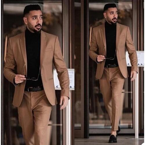 Smart Casual Men Tuxedos Custom Made Peaked Lapel One Button Pocket Suits Handsome Business Party Prom Blazer 2 Piece Set