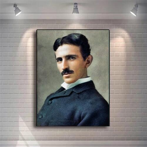 Character Nicholas Tesla Oil Wall Art Canvas Painting Poster and Prints Modern Decorative Figure Painting Living Room Decoration