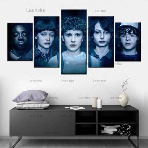 Stranger Things Movie Poster Wall Art 5 Pieces Canvas Painting Prints Picture for Boys Room Decoration