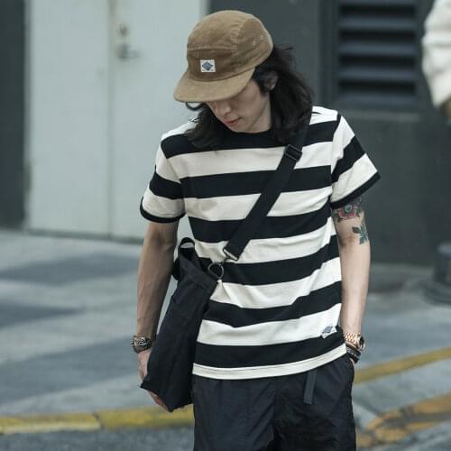NON STOCK 2 Inch Wide Stripes Heavyweight Mens Tee Shirts Prison Style T-Shirts