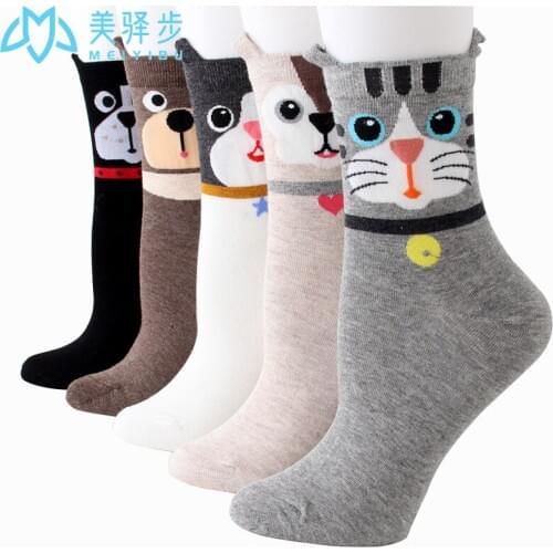 12 Pairs Per Set Cartoon Ear Female Socks Korean Version Cute Socks Manufacturer Wholesale