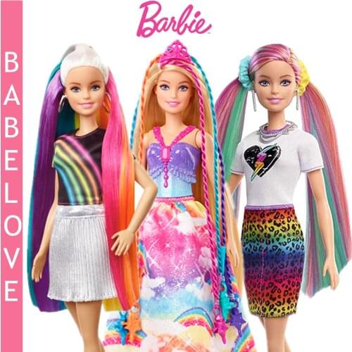 Original Barbie Doll Curly Hair Shimmer Style Toy Set Girl Princess Changed Home Toys Birthday Gift Box Dolls for Girls GBK24