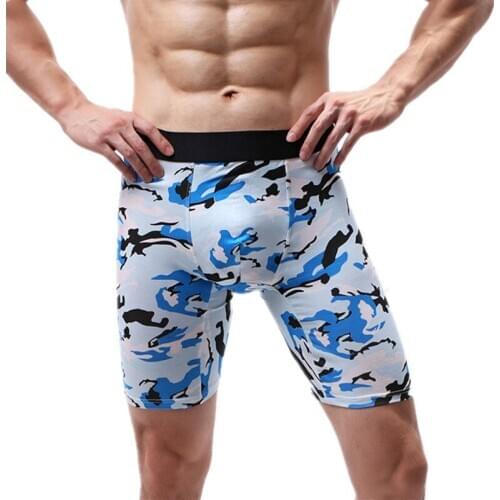 Sexy Men Underwear Cotton Boxers Shorts Camouflage Breathable U Convex Pouch Half Long Leg Underpants Cueca Ropa Plus Size L-5XL