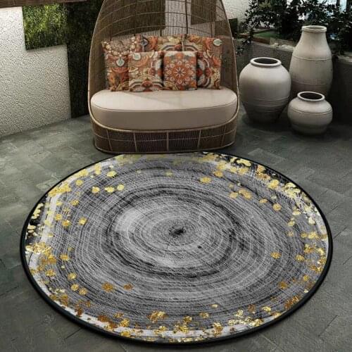 Modern Simple Black And White Ring Gold Foil Living Room Hanging Basket Chair Round Mat CarpetCustom Size