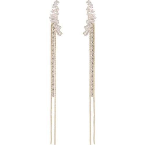 TIMEONLY Crystal Long Tassel Earrings for Women Gold Color Metal Chain Geometric Drop Dangle Earrings Party Jewelry Brincos 2020