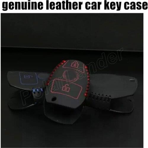 Only Red new design car key cover case fit for BENZ genuine quality leather Hand sewing car key case car styling best gift