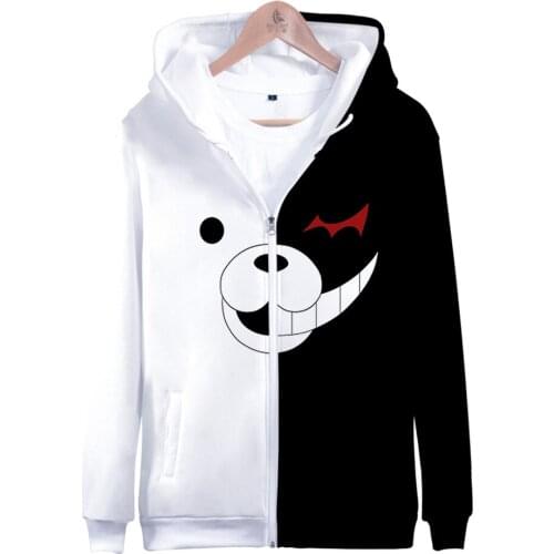 Danganronpa Monokuma Hoodie Hooded Jacket Zipper Coat Sweatshirt for Men Women Kid Girl Clothing Clothes Anime