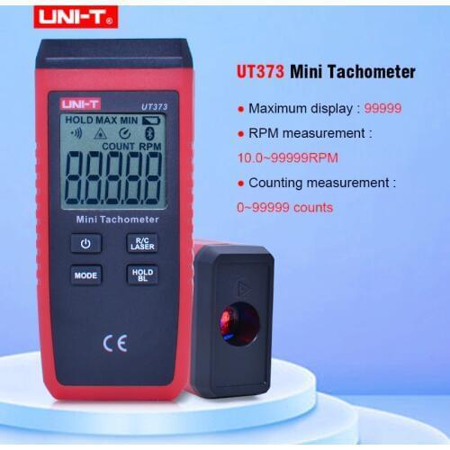 UNI-T UT373 Mini Digital Laser Tachometer Non-Contact Tachometer Measuring Range 10-99999RPM Tachometer Odometer Km/h Backlight
