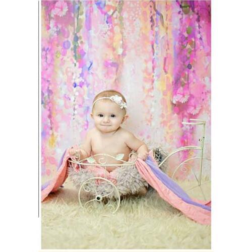 150*200cm Pink Flowers Baby Birthday Photos Digital Vinyl Backdrops for Photography Newborn Photography Studio Background