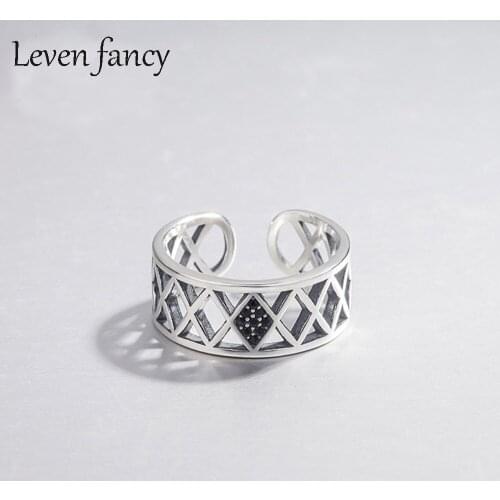 Vintage Solid Silver 925 Geometric Rhombus Diamond Student Open Index Finger Ring