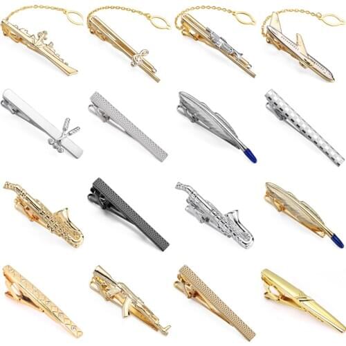 High quality brass fashion style design airplane boat gold silvery tie clip mens business wedding tie clip
