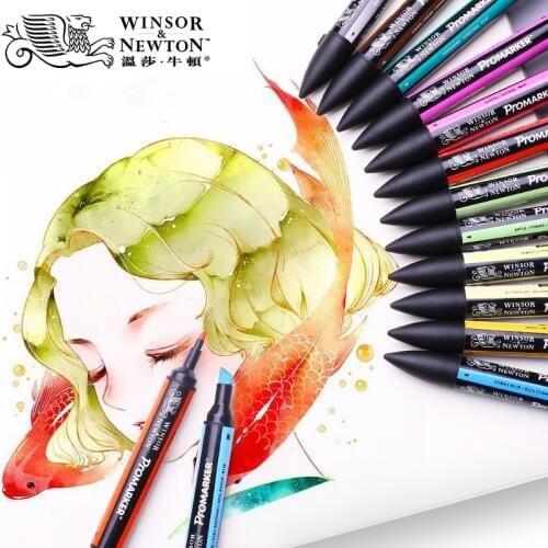 WINSOR&NEWTON Twin Tip Alcohol Based Promarkers Double-side Fine/Oblique Tip Art Marker Pen For Artists Drawing Supplies