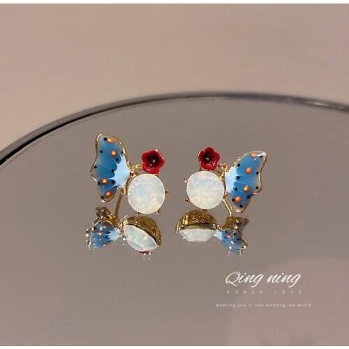 South Korea east gate is inset drill butterfly contracted individual character exquisite temperament design feels earpiece women