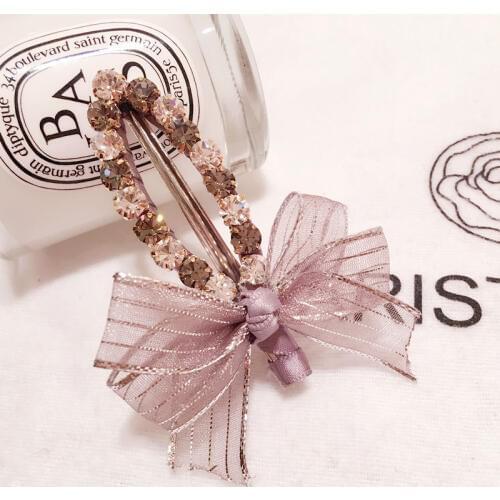 Small fresh Rhinestone Bow Hair Barrette Hair Clip Hairpin Girls Shining Crystal Hair Accessories Women Headdress Wholesale