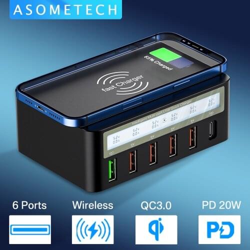 100W USB Charger Quick Charge Wireless Charger Adapter HUB PD Charger For iPhone 12 11 Samsung Huawei Xiaomi iPad Tablet Phone