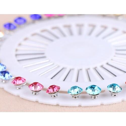 30pcs Colorful Crystal Hijab Scarf Pins For Women Tailor Sewing Snag-Free Pins Brooch free shipping