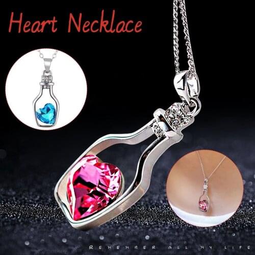 Love Heart Pendant Necklace Women Long Chain Fashion Necklaces 2020 Statement Jewelry Wishing Bottle Designer Choker Gift 19Dec