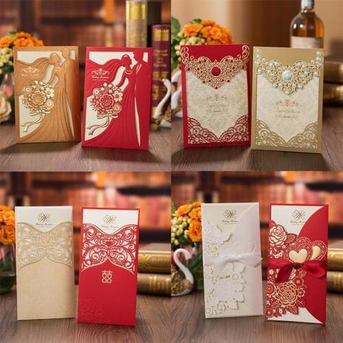 1pcs Sample Laser Cut Wedding Invitations Card Floral Elegant Greeting Cards for Bridal Shower Wedding Birthday Party Decoration