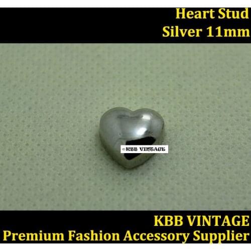 10PC 1/2"Heart Stud Screwback DIY Rivet for Clothing Shoes Bags Accessories Silver