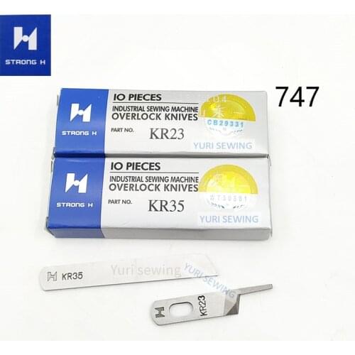 10 piece STRONG H high quality KR35 KR23 upper down knife for siruba 737 747 three wire four wire industrial sewing machine part