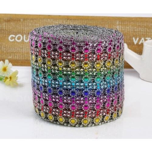 10Yard Colour Sunflower Rhinestone Bendable Mesh Wrap Roll Trim For Sewing Apperal Bag Shoes Cap Party Holiday Venue Decoration