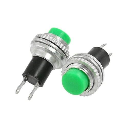 2 Pin SPST Off/(On) NO N/O 10mm Round Momentary Push Button Switch Green