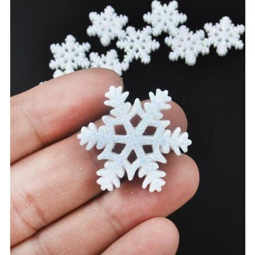 20pcs/lot Resin Christmas glitter diy snowflake accessories mini Christmas Tree Decoration