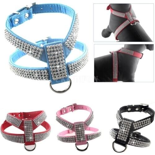 50Pcs/Lot Pet Control Harness For Dog Puppy Cat Soft Walk Collar Safety Strap Bling Vest