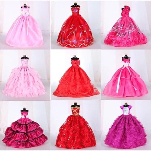 9 pcs Wedding Dress for Dolls 29cm BJD Doll Cloth Red Handmade Wedding Princess Dress Party Fashion Doll Accessories Toys Gift