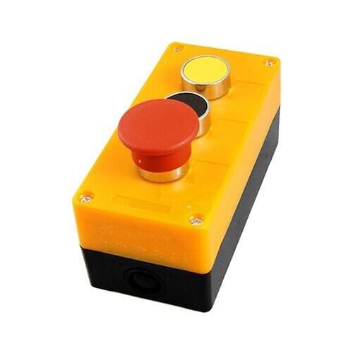 AC 240V 400V Red Mushroom Flat Yellow Black Momentary Switch Push Button Station