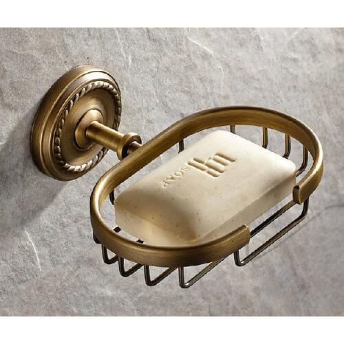 Bathroom Accessory Vintage Retro Antique Brass Soap Basket Wall Mounted Bathroom Soap Dish Holder mba100