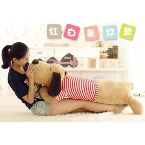 Big plush lovely dog toy brown lying dog doll with red stripe cloth gift about 125cm 0264