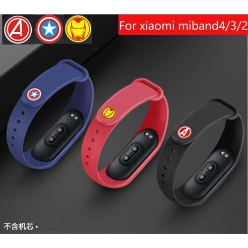 Movie hero For Xiaomi MiBand 5 6 4 3 2 Bracelet rubber Miband 3 2 Strap Band For Mi Band 2 3 4 Silicone Wristband